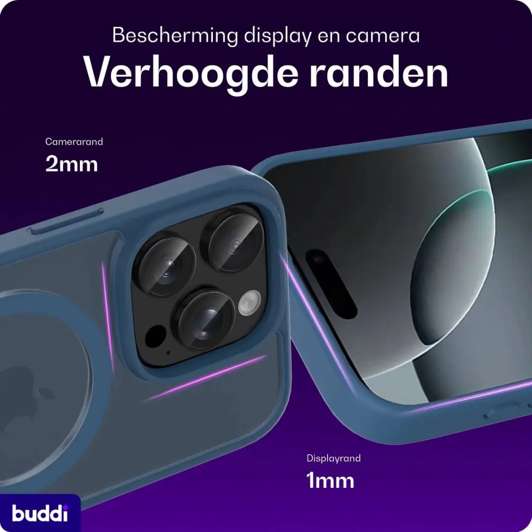 Buddi Frost Hoesje iPhone 16 Pro Max - MagSafe - Donkerblauw - afbeelding 4 van 6