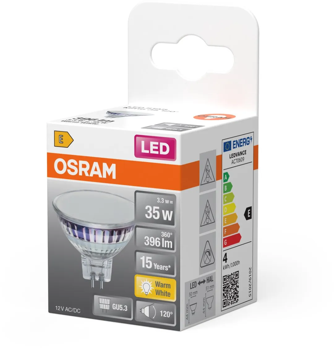 Osram LED Spotlamp Star MR16 3,3W 827 - 2700K Warm Wit - GU5.3