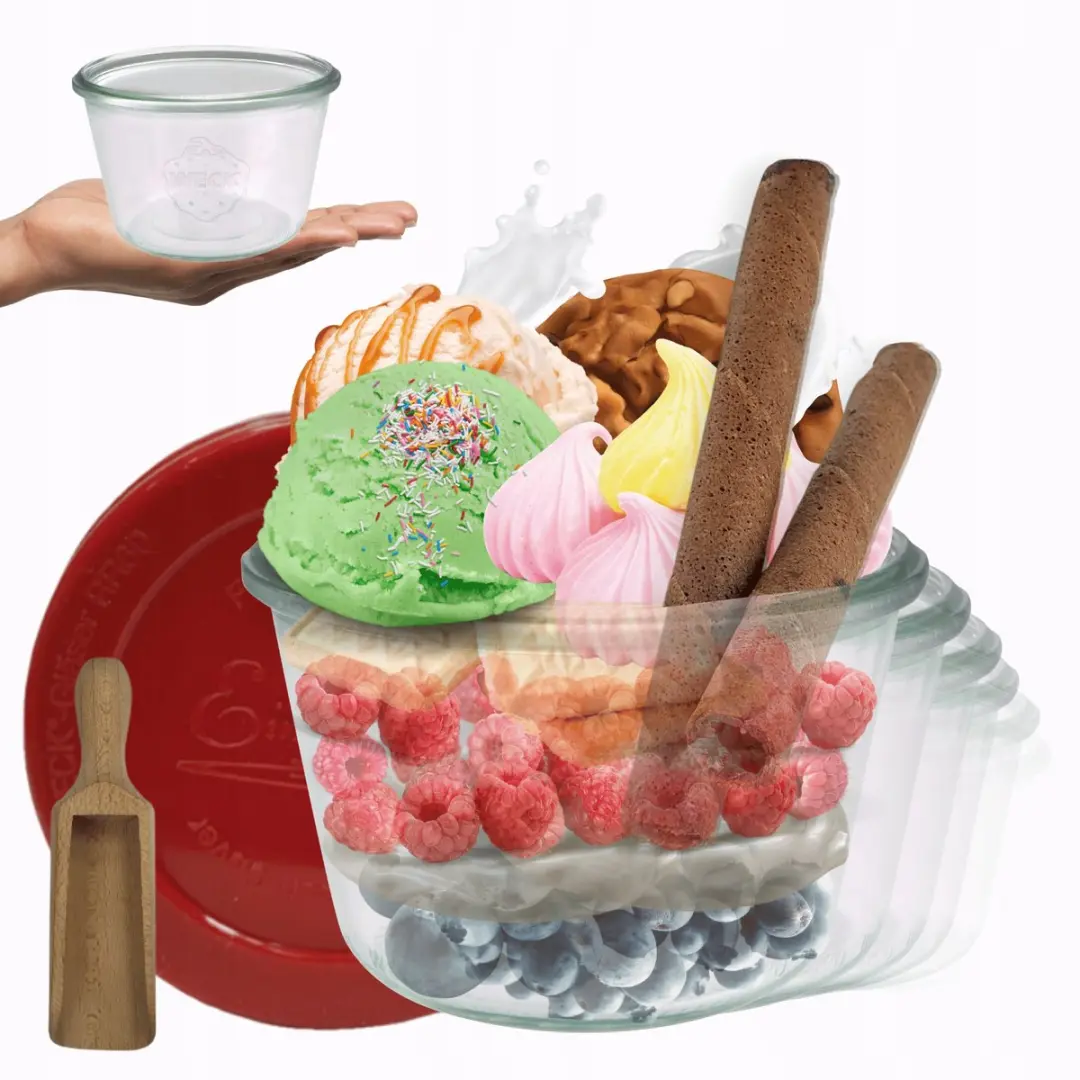 Weck Glazen Potten 370ml met Siliconen Deksel & Maatbeker