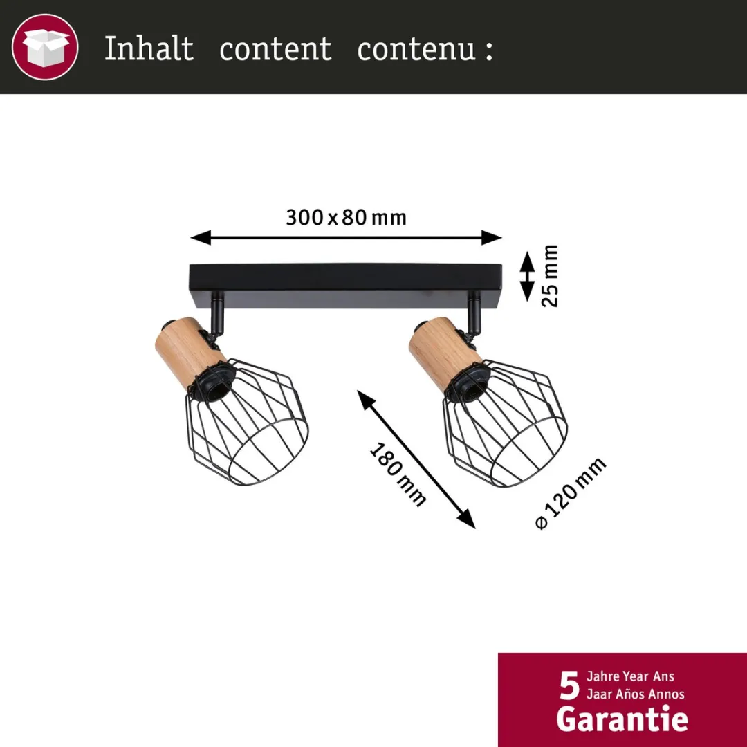 Paulmann Spotlight Lanka E14 2x20W Dimbaar - Zwart