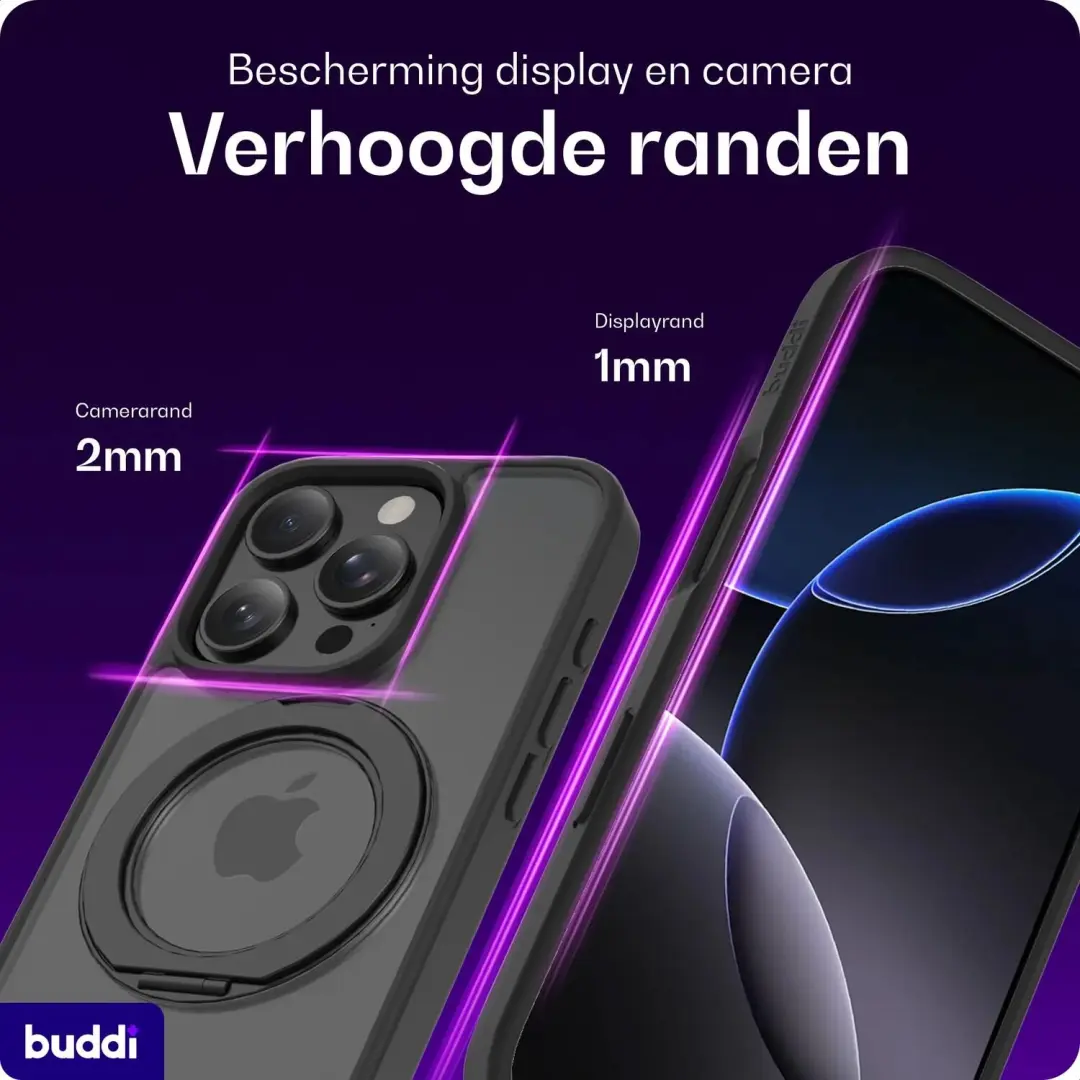 Buddi Frost Hoesje iPhone 16 Pro Max - MagSafe - Mat Zwart - afbeelding 4 van 6