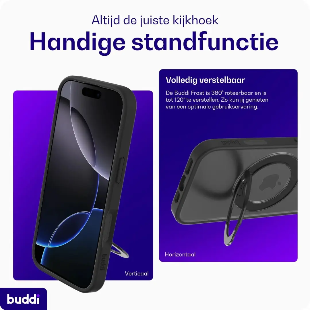 Buddi Frost Hoesje iPhone 16 Pro Max - MagSafe - Mat Zwart - afbeelding 2 van 6