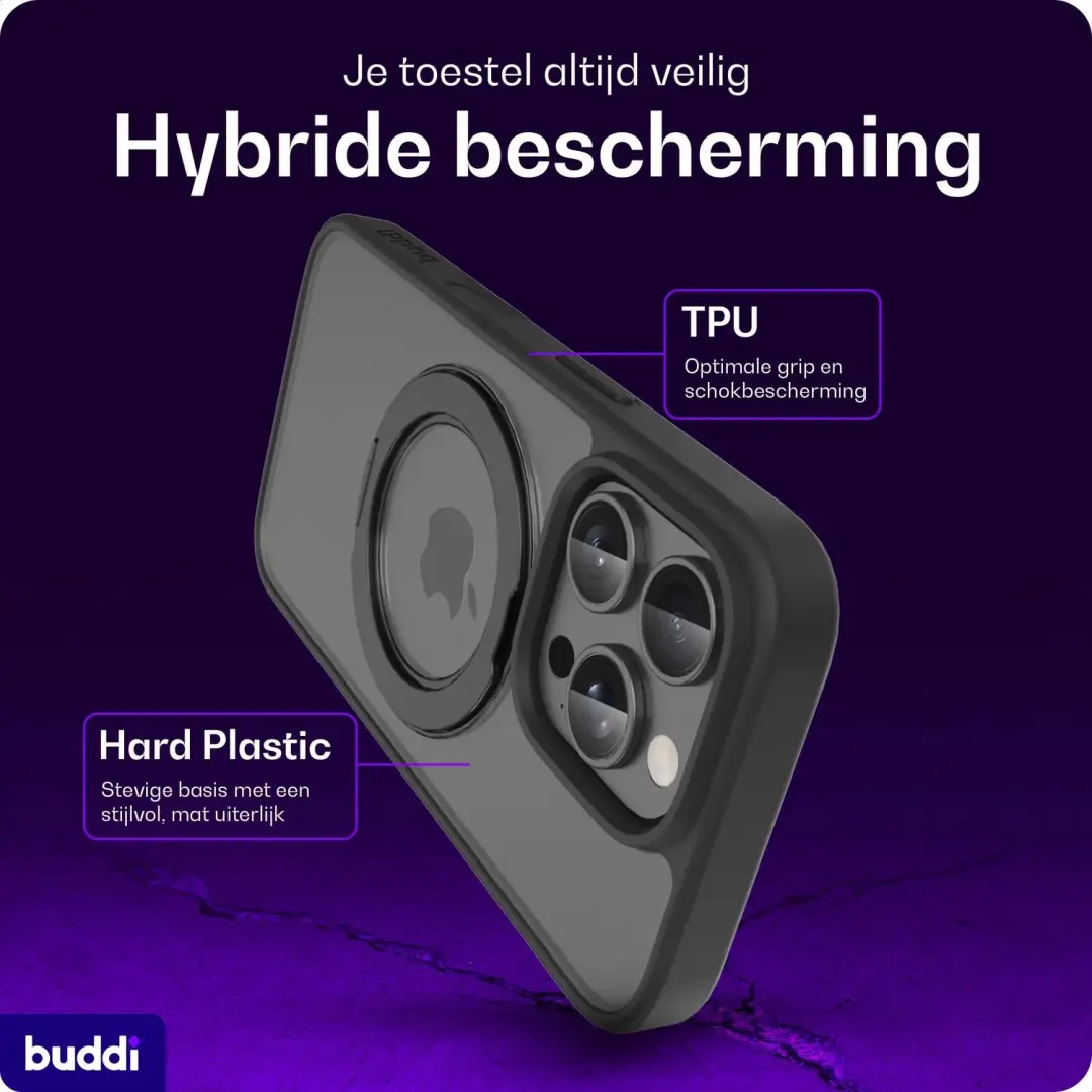Buddi Frost Hoesje iPhone 16 Pro Max - MagSafe - Mat Zwart - afbeelding 5 van 6