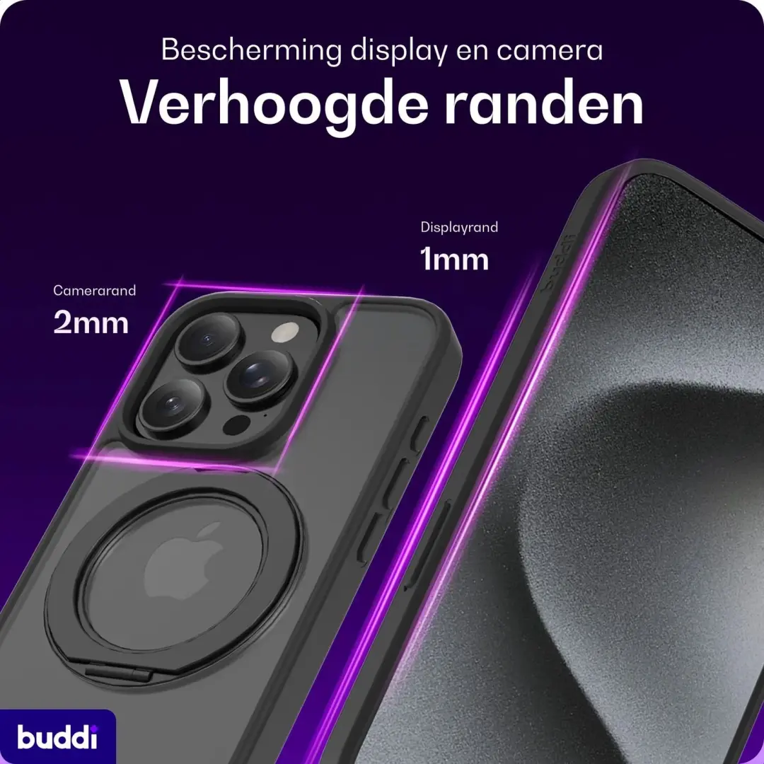 Buddi Frost Hoesje iPhone 15 Pro Max - MagSafe - Mat Zwart - afbeelding 5 van 6