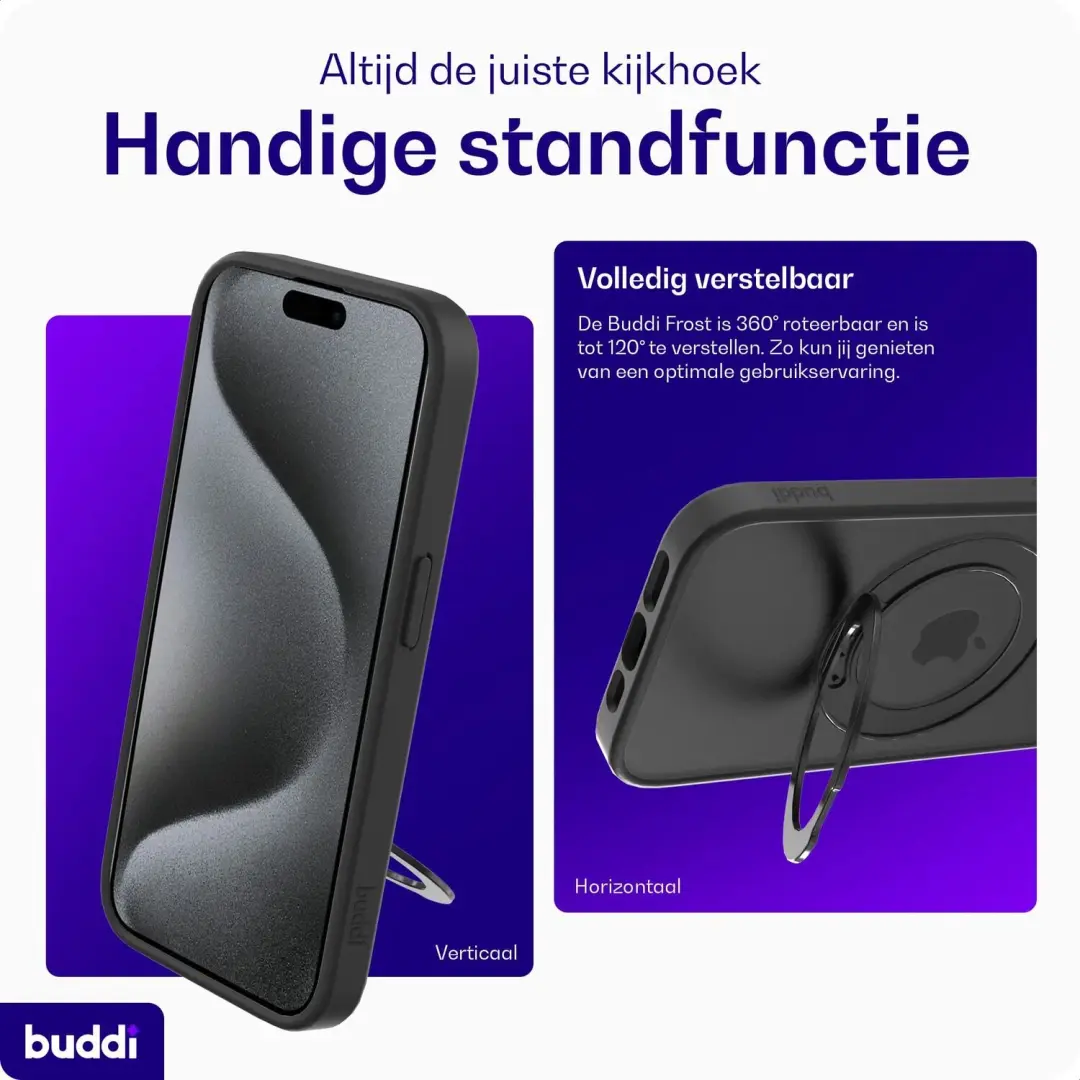 Buddi Frost Hoesje iPhone 15 Pro Max - MagSafe - Mat Zwart - afbeelding 2 van 6