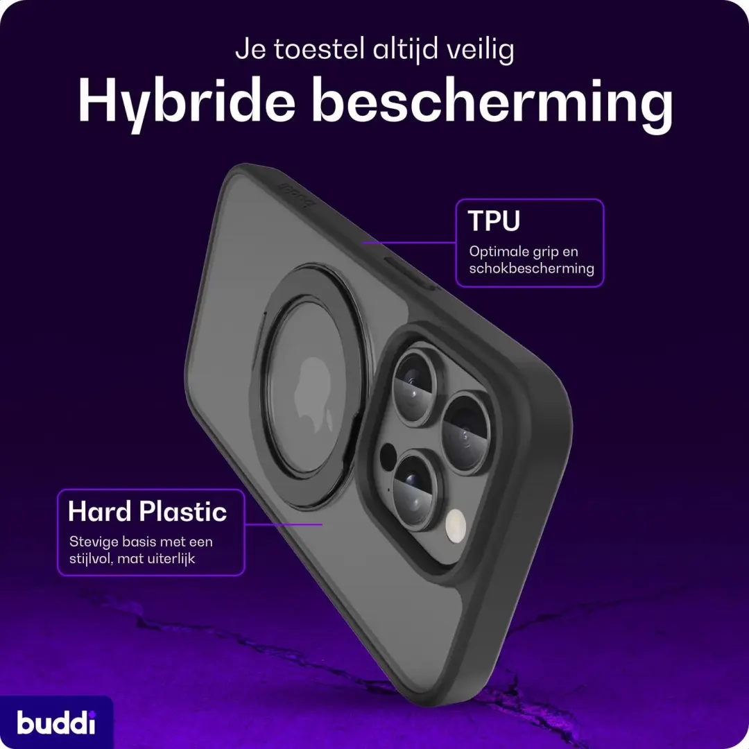 Buddi Frost Hoesje iPhone 15 Pro Max - MagSafe - Mat Zwart - afbeelding 4 van 6