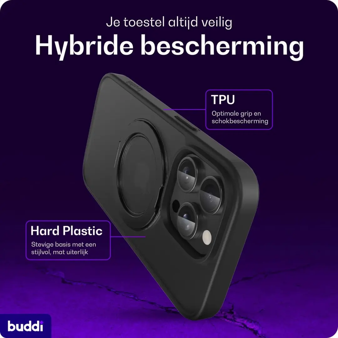 Buddi Frost Hoesje iPhone 14 Pro - MagSafe - Mat Zwart - afbeelding 2 van 6