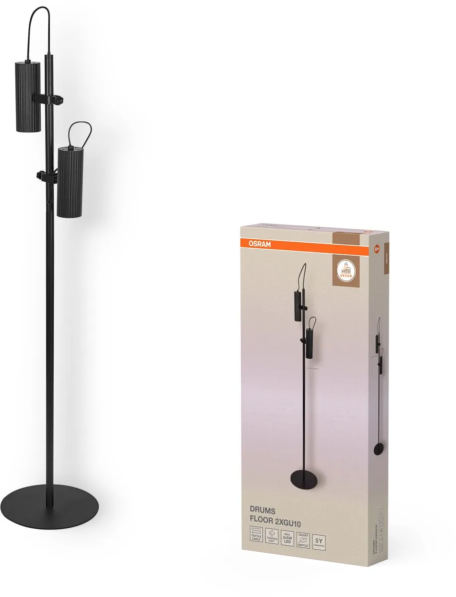Osram Decor Drums Vloerlamp 7,5W - 2xGU10 - Zwart