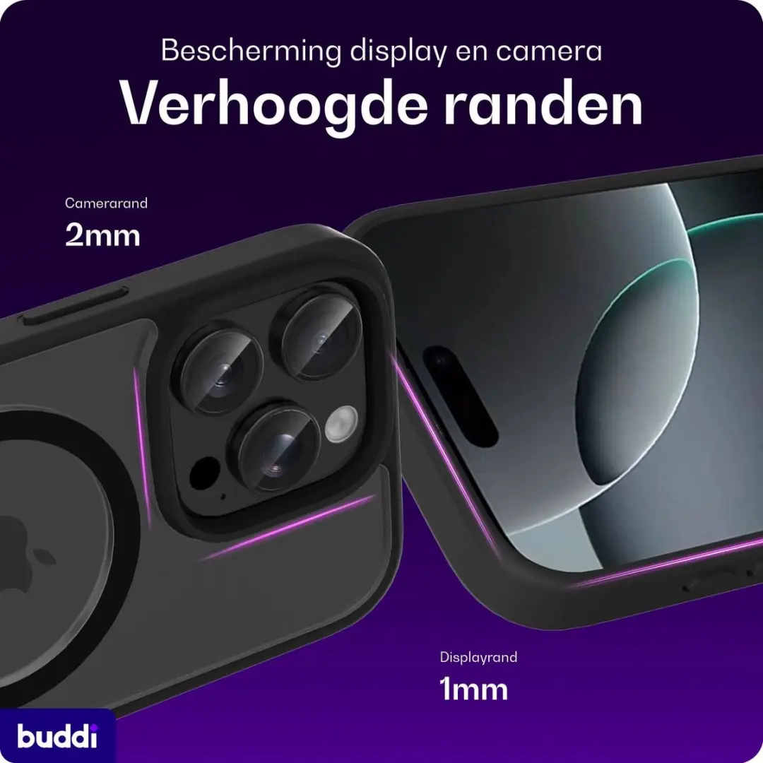 Buddi Frost Hoesje iPhone 16 Pro Max - MagSafe - Mat Zwart - afbeelding 2 van 6