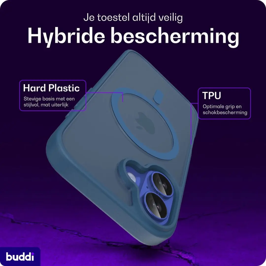 Buddi Frost Hoesje iPhone 16 - MagSafe - Mat Donker Blauw - afbeelding 2 van 6
