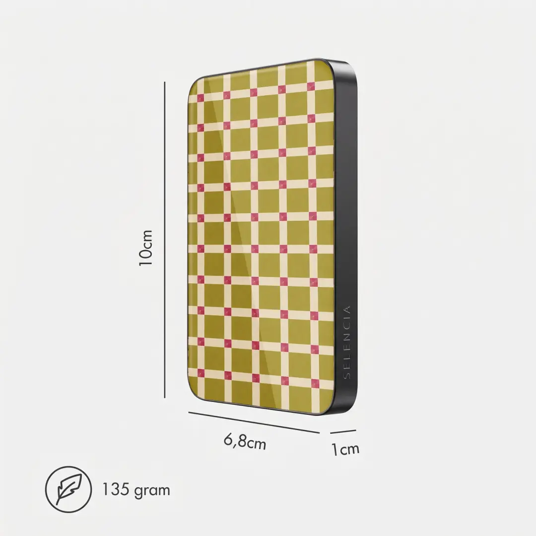 Selencia Vivid Powerbank 5.000mAh 15W - Check This Olive - afbeelding 5 van 6