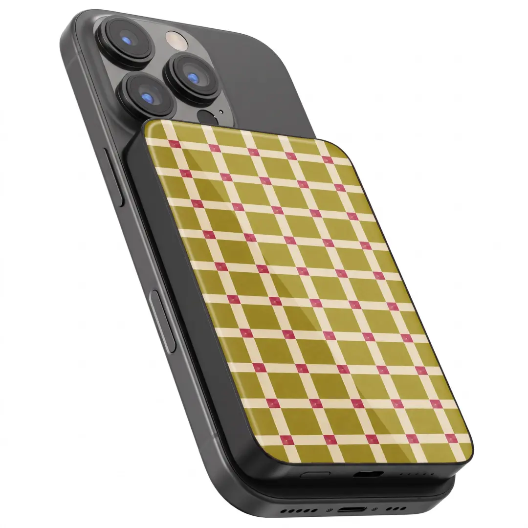 Selencia Vivid Powerbank 5.000mAh 15W - Check This Olive - afbeelding 2 van 6