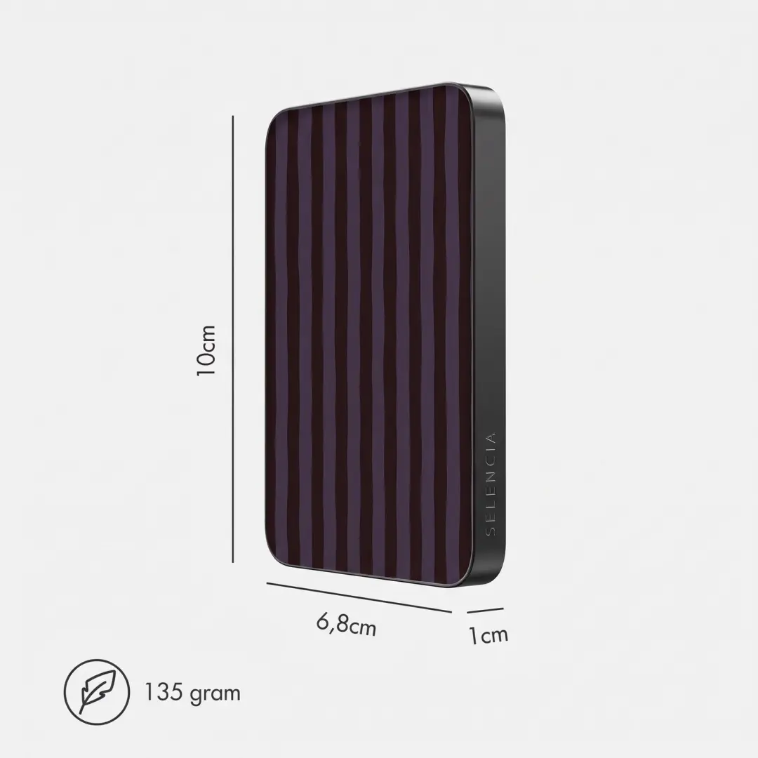 Selencia Vivid Draadloze Powerbank 5.000 mAh - 15W - Bonbon Stripe Blueberry - afbeelding 6 van 6