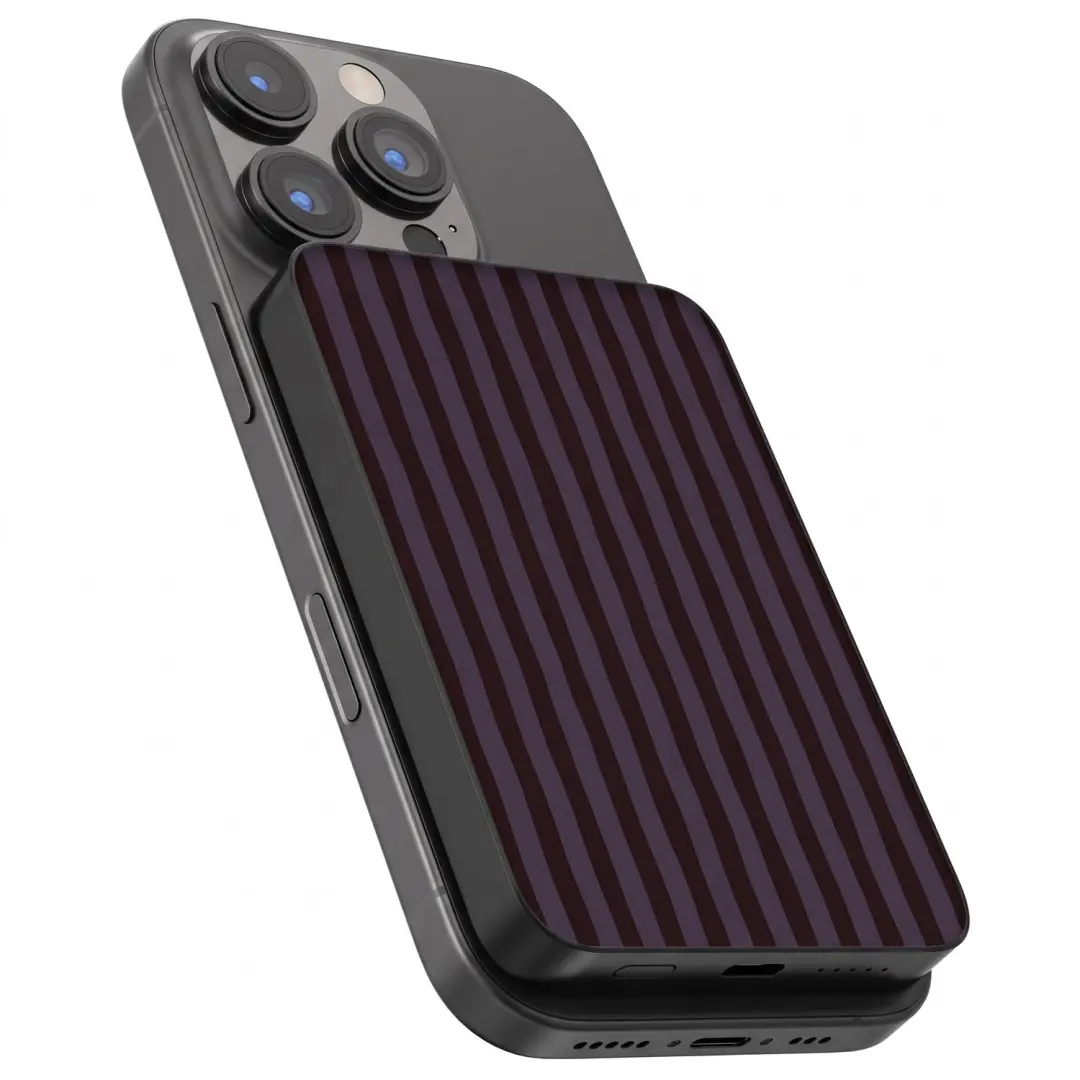 Selencia Vivid Draadloze Powerbank 5.000 mAh - 15W - Bonbon Stripe Blueberry - afbeelding 2 van 6