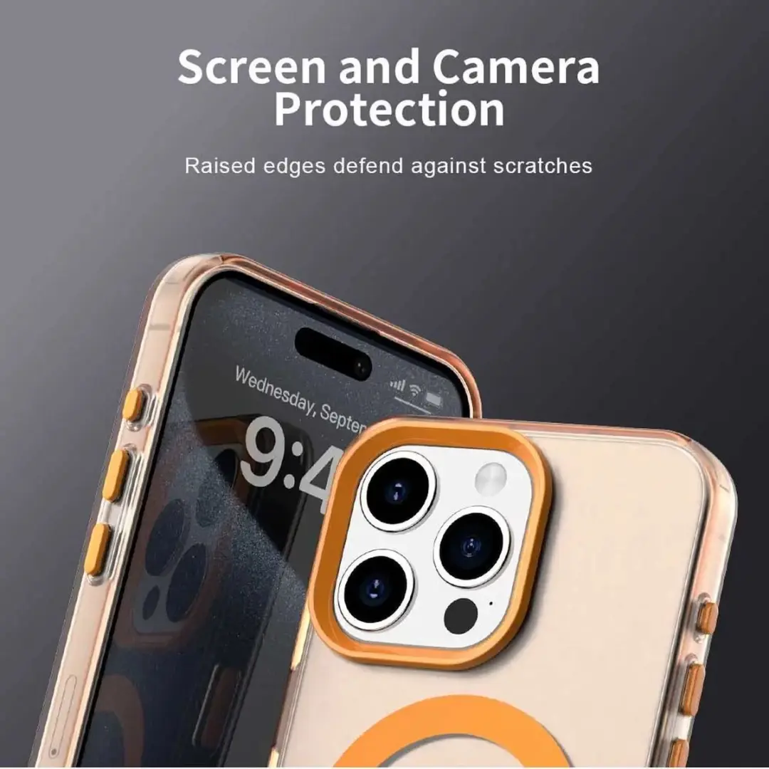 GSMpunt MagSafe Hoesje iPhone 15 Pro Max - Transparant Oranje - afbeelding 4 van 6