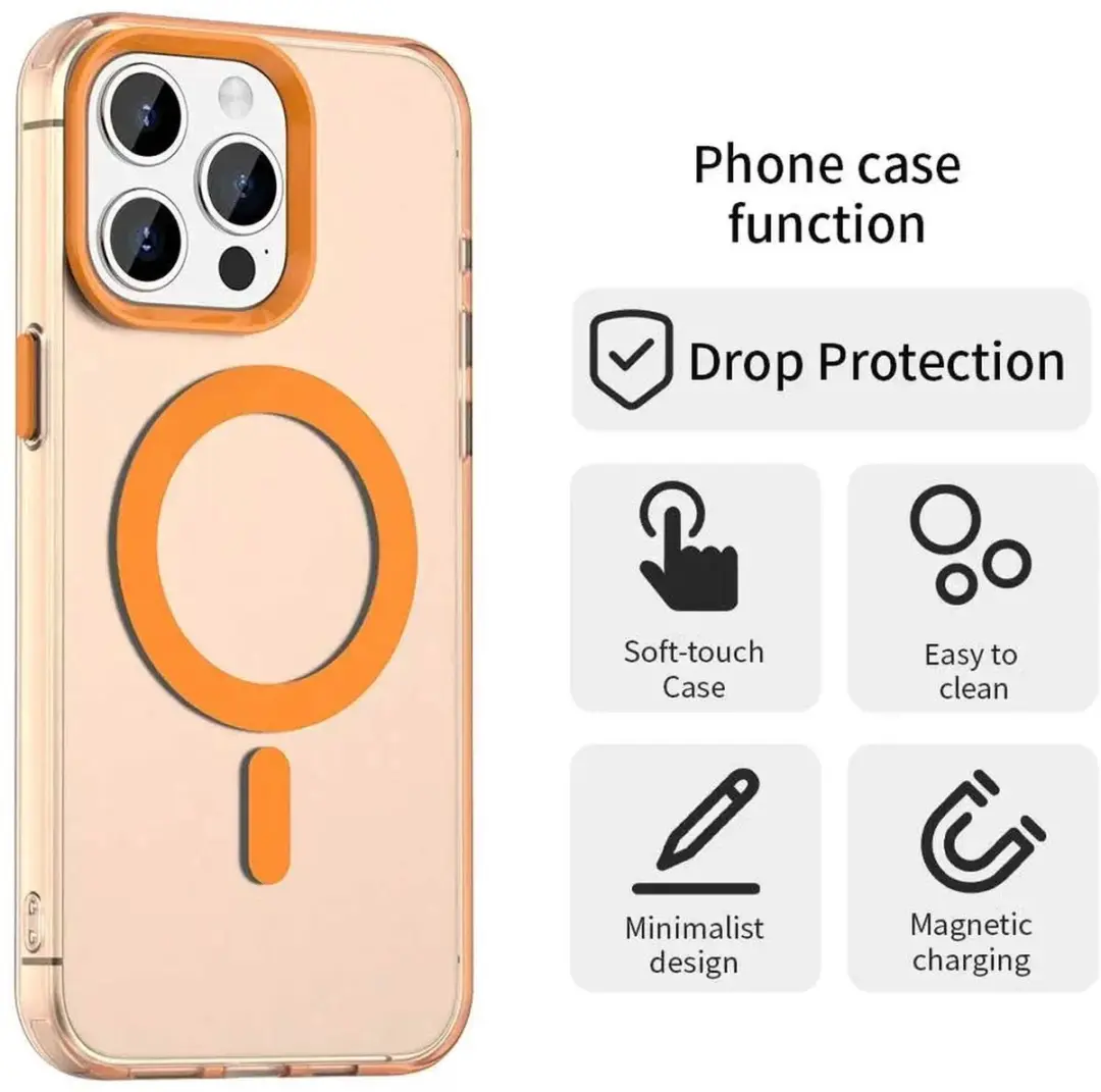 GSMpunt MagSafe Hoesje iPhone 15 Pro Max - Transparant Oranje - afbeelding 6 van 6