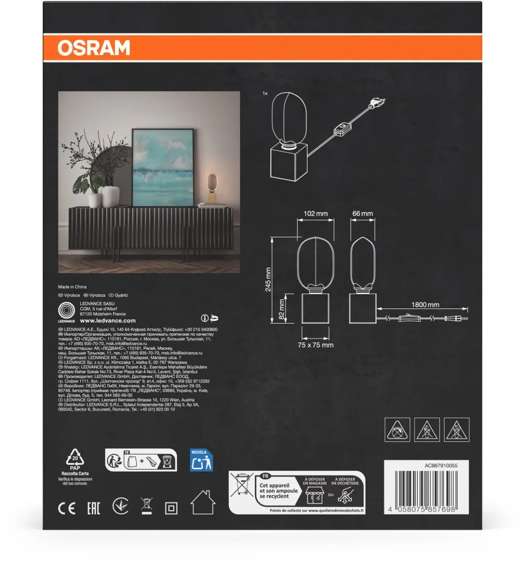 Osram Vintage 1906 Table Luminaire O Lamp 4W E27 - Warm wit