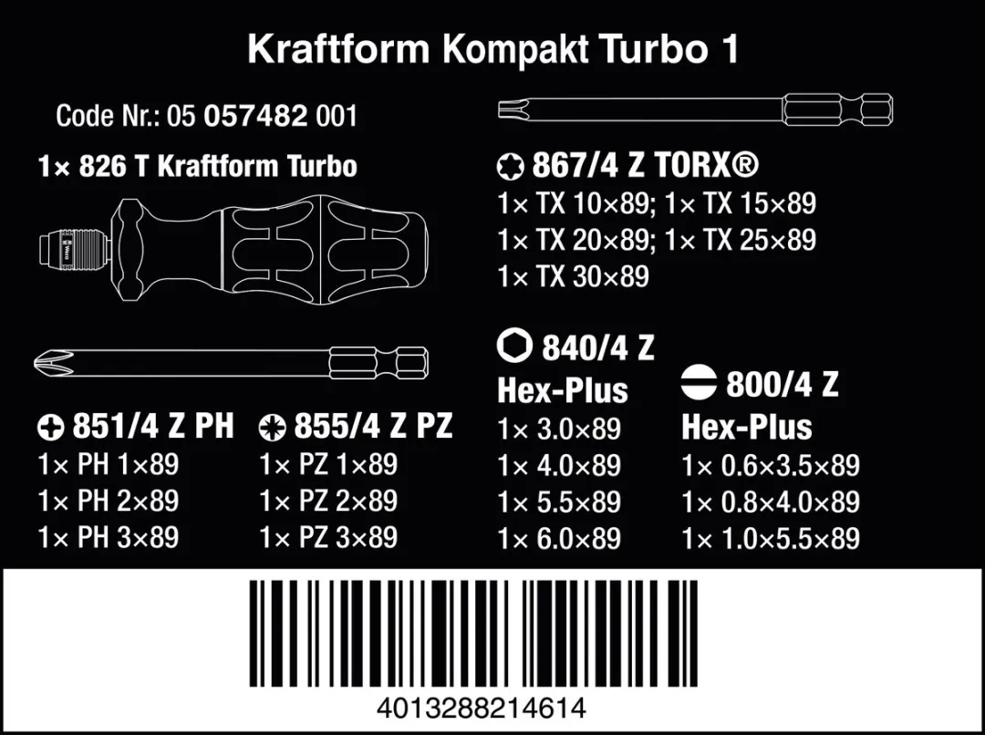 Wera Kraftform Kompakt Turbo 1 19-delig