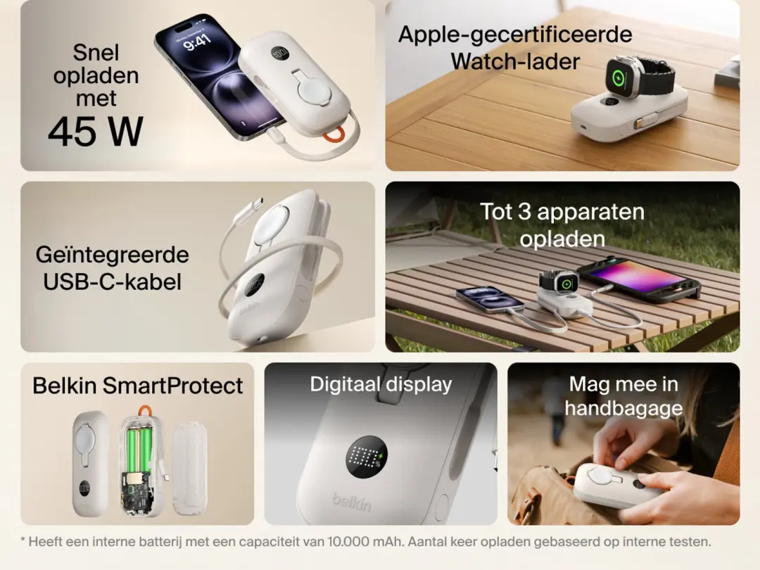 Belkin BoostCharge Pro BPD012HQSA Powerbank - Zand - afbeelding 5 van 6