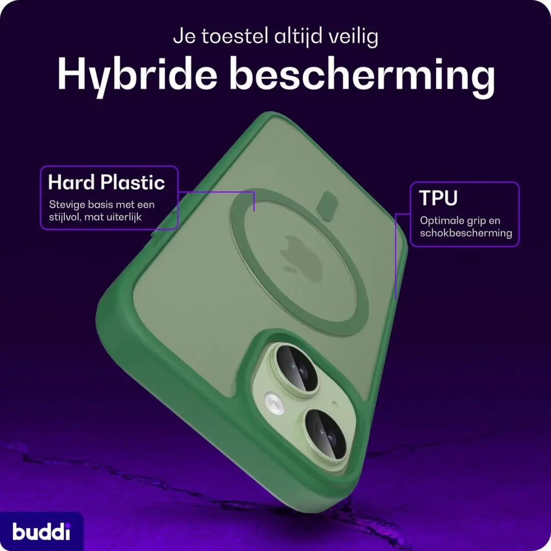 Buddi Frost Hoesje iPhone 17e/16e/15/14/13 - Mat Groen - afbeelding 3 van 6
