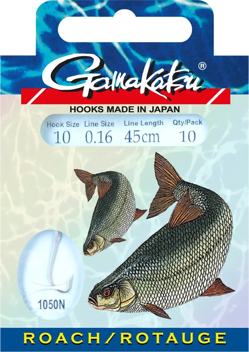 Gamakatsu 1050N Roach Onderlijn 45cm - Haakmaat 14 - 10 st - afbeelding 2 van 6