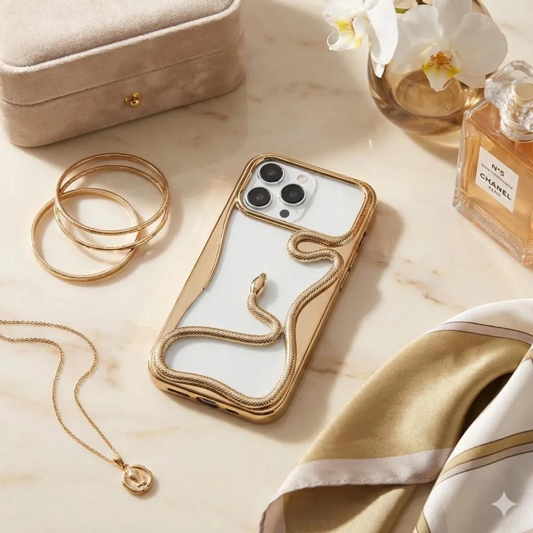 NUVEX iPhone 17 Air Hoesje Goud - 3D Slangdesign
