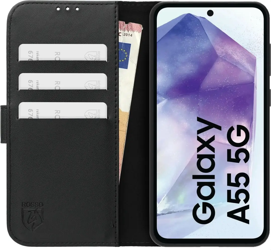 Rosso Element Modern Book Case Hoesje Galaxy A55 - Zwart - afbeelding 3 van 6