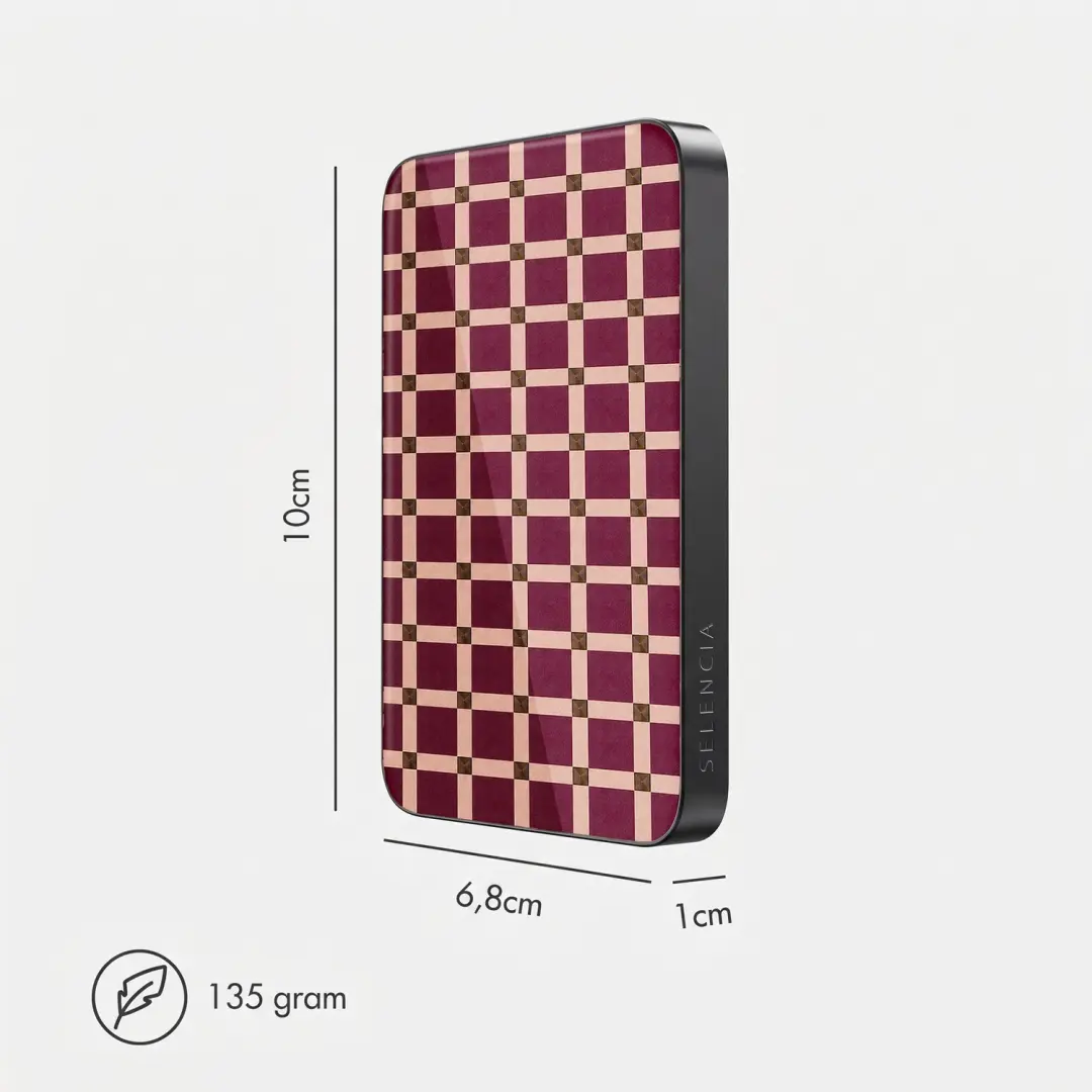 Selencia Vivid Powerbank 5.000 mAh - 15W MagSafe en Qi - Donkerrood - afbeelding 6 van 6