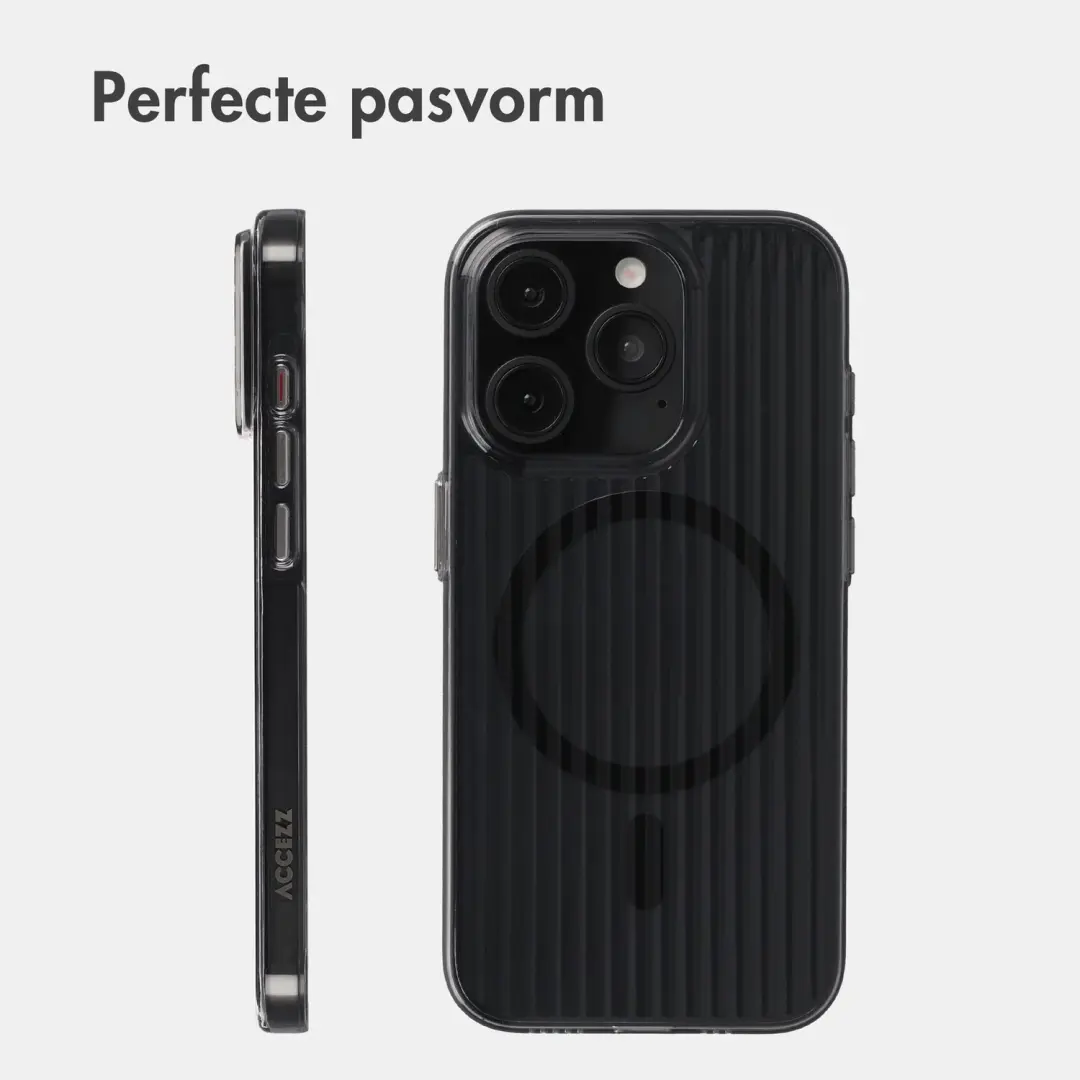 Accezz Lite Backcover iPhone 15 Pro MagSafe - Fluted - Glossy Black - afbeelding 6 van 6