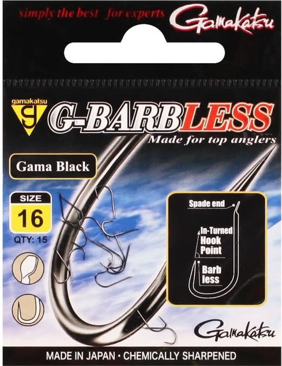 Gamakatsu G-Barbless Gama Black (15 pcs)