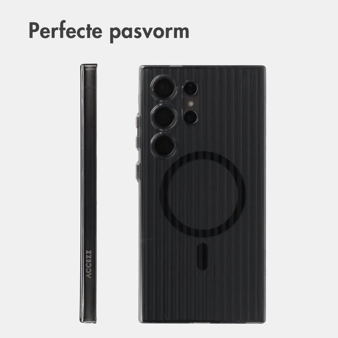 Accezz Lite Backcover Samsung Galaxy S24 Ultra - Fluted - Glossy Black - afbeelding 5 van 6