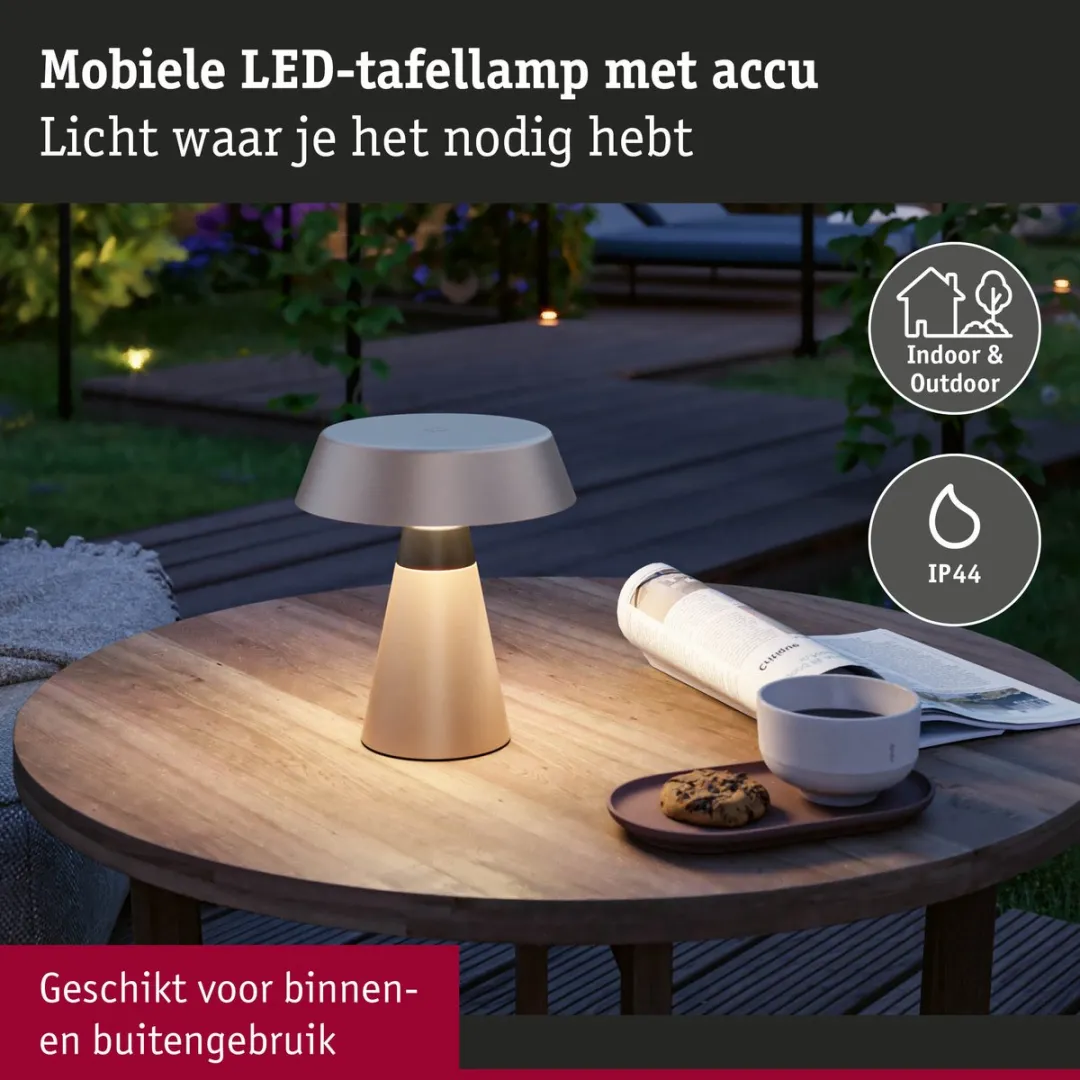 Paulmann Acculamp Lirox IP44 1800K - Champagne/Zwart