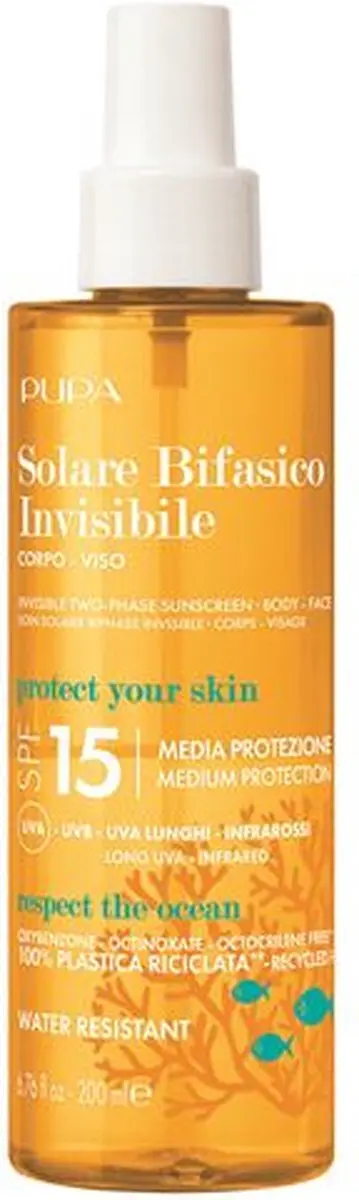 Pupa Multifunction Invisible Two-Phase Sunscreen SPF 15 - 200ml - afbeelding 2 van 2