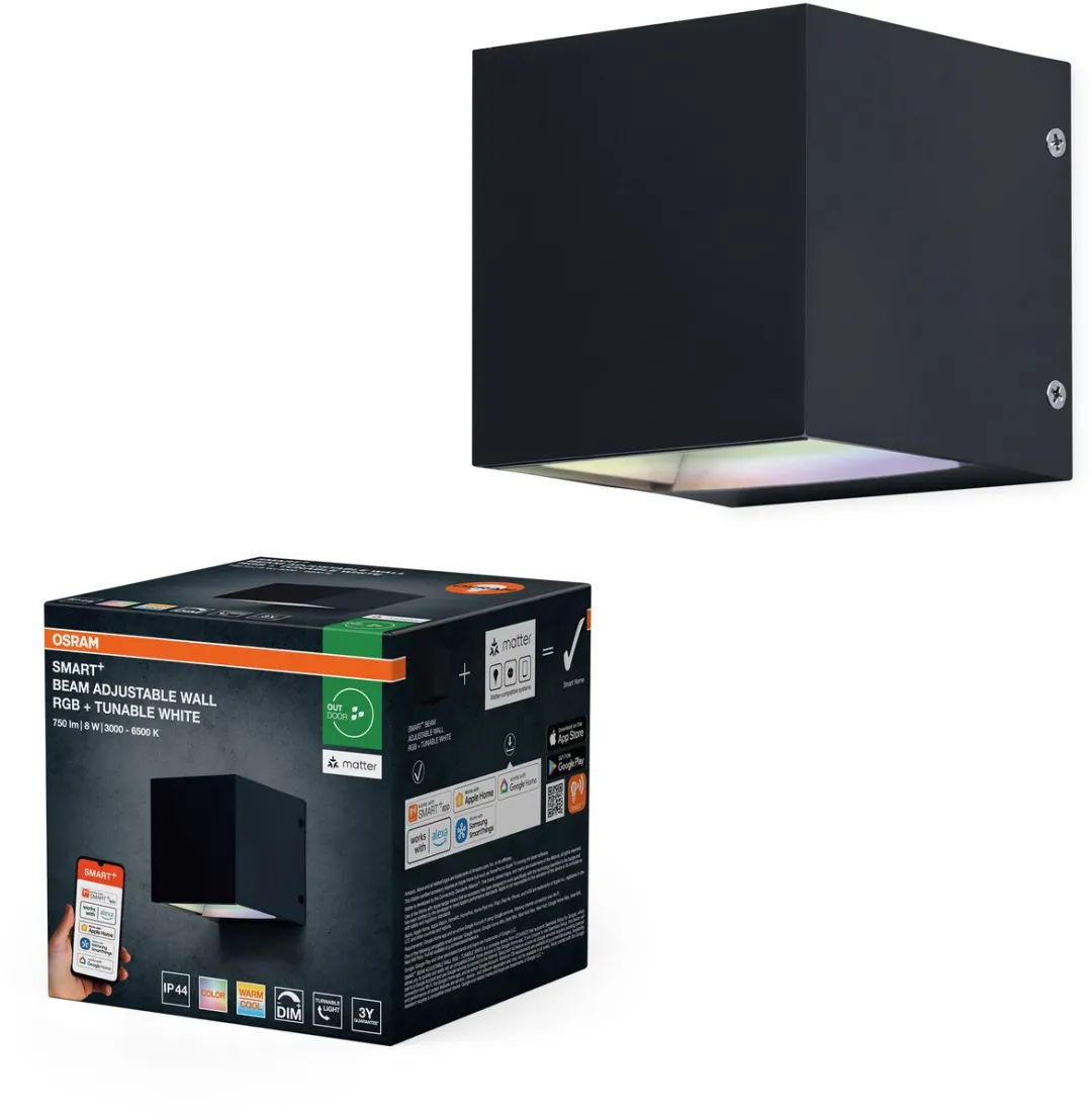 Osram SMART+ Matter Wandlamp Zwart 8W RGBW - WiFi Alexa IP44