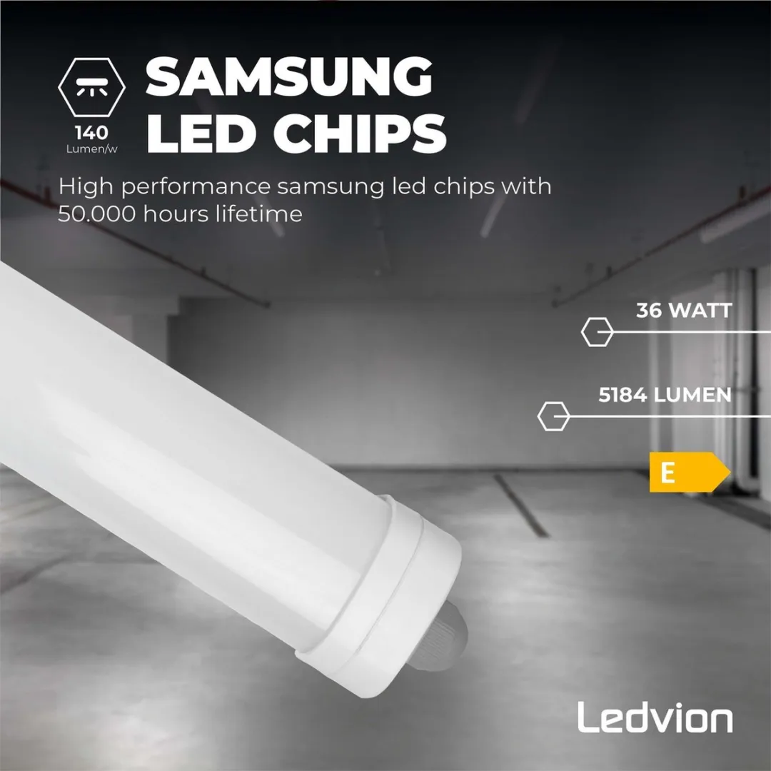 LEDVION LED TL Armatuur 120cm 36W 6500K - Grijs - afbeelding 6 van 6