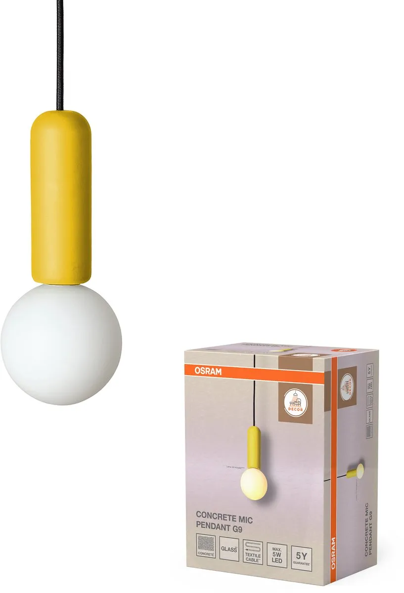 Osram Decor Beton Mic Hanglamp G9 - 100mm - Geel