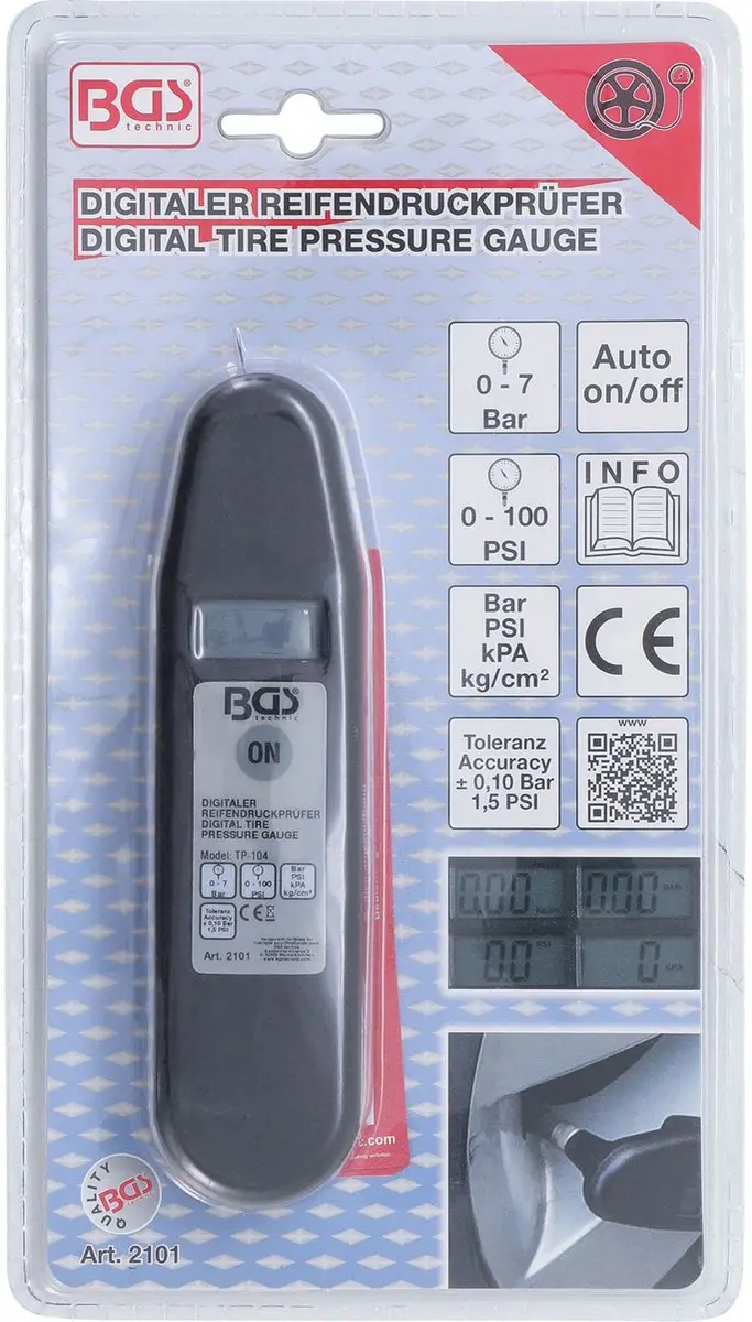 BGS Digitale Bandenspanningsmeter 2101 - Zwart - afbeelding 5 van 6
