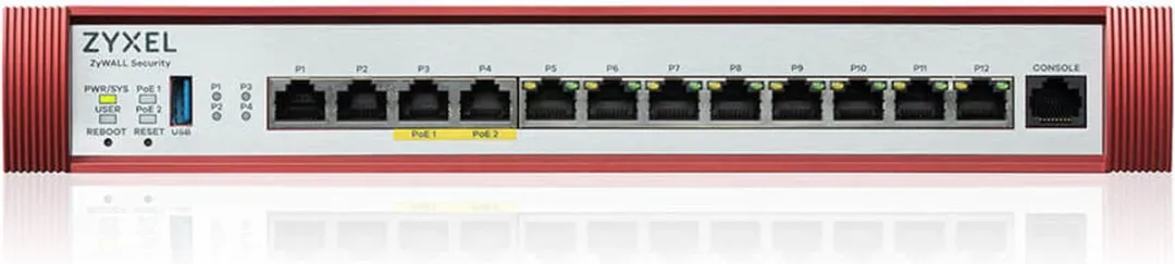 Zyxel USG FLEX 500H Firewall - 12x Poorten - 10 Gbit/s - Rood