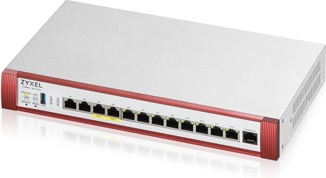 Zyxel USG FLEX 500H Firewall - 12x Poorten - 10 Gbit/s - Rood