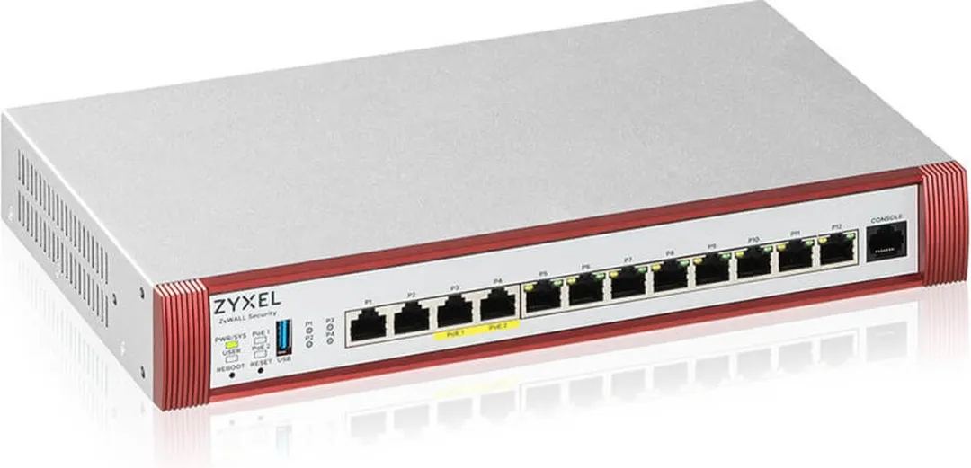 Zyxel USG FLEX 500H Firewall - 12x Poorten - 10 Gbit/s - Rood