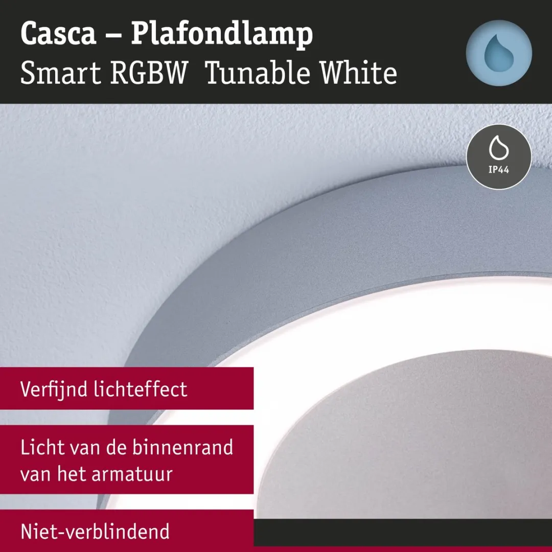Paulmann Casca LED Plafondlamp Zigbee 3.0 RGBW+ 1750lm - Alu mat - afbeelding 6 van 6