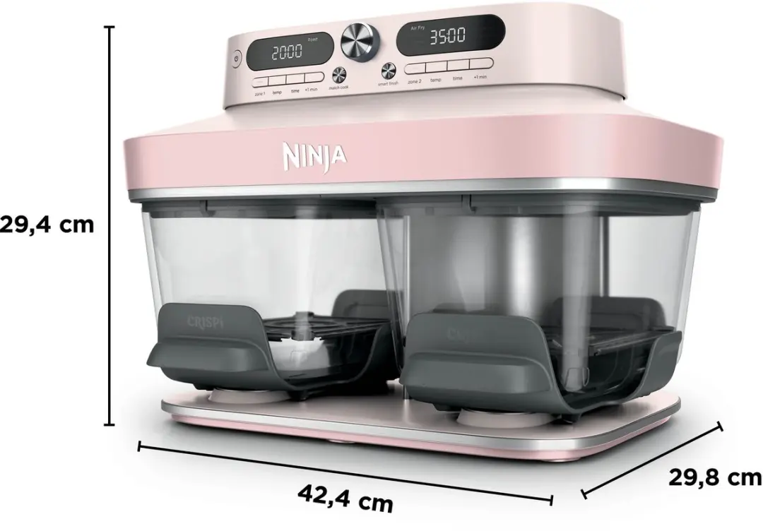 Ninja CRISPi DualZone Glazen Airfryer - 2860W - 7.6L - Roze - afbeelding 2 van 6