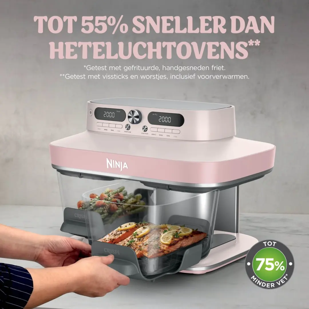 Ninja CRISPi DualZone Glazen Airfryer - 2860W - 7.6L - Roze - afbeelding 3 van 6