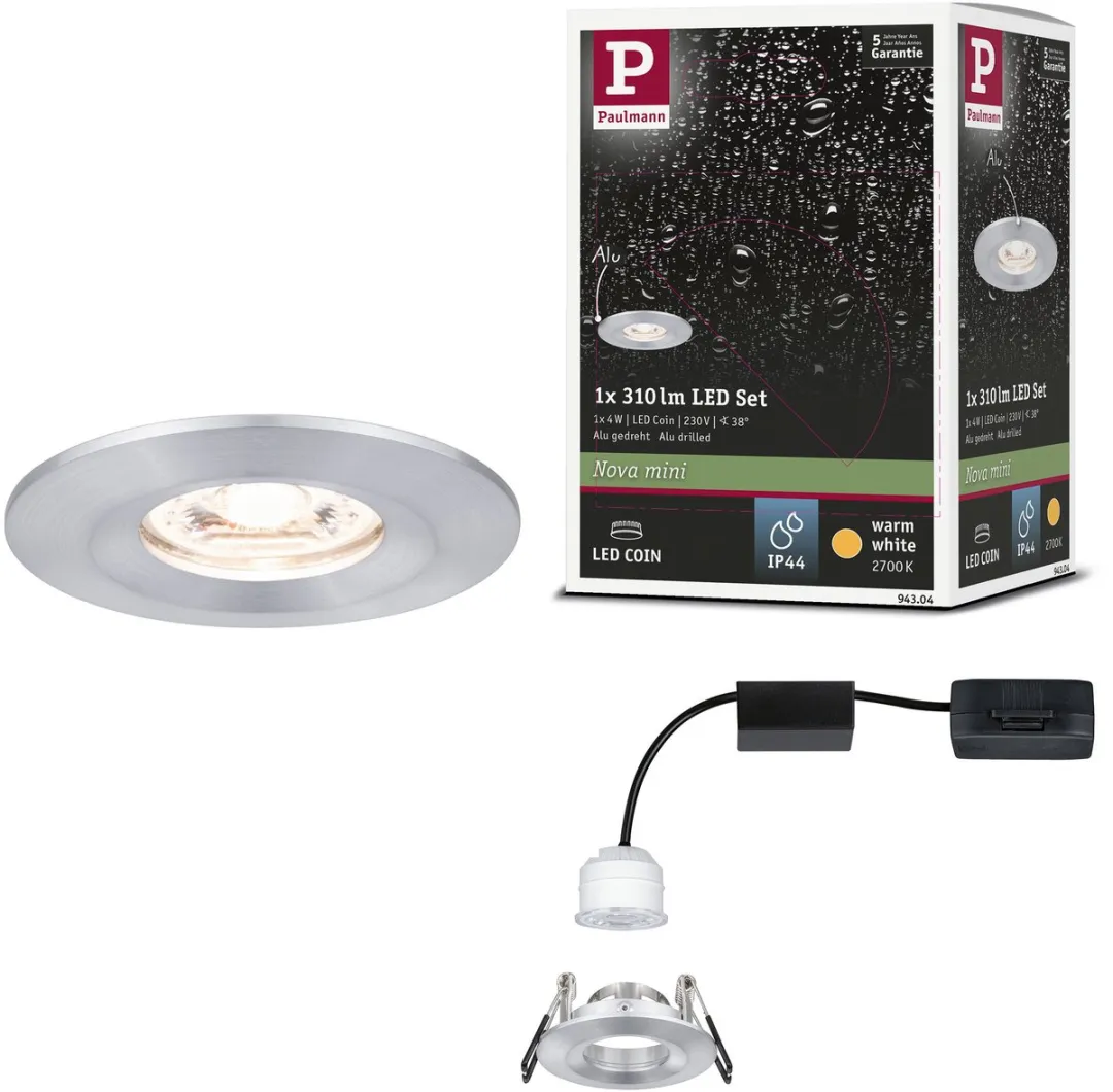 Paulmann Nova Mini Coin LED-inbouwlamp 4W 310lm 2700K - Ø65mm Alu gedraaid