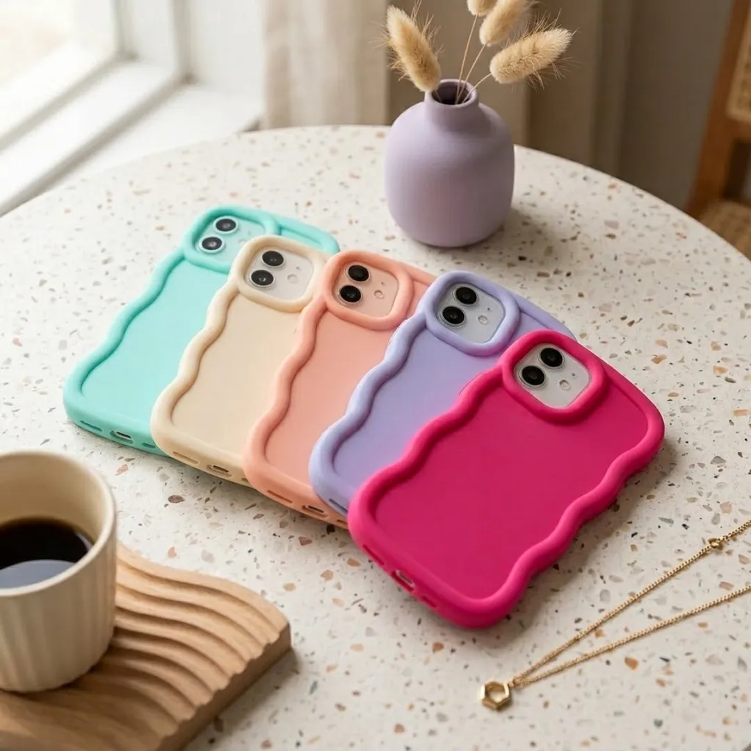 NUVEX iPhone 12 Siliconen Hoesjeset - 6 Stuks - Mintgroen/Zwart/Roze