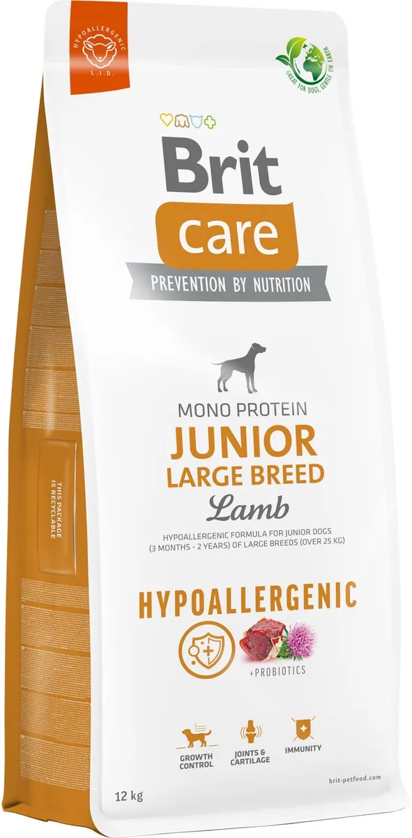Brit Care Hypoallergenic Junior Large Breed Lam & Rijst - 12kg