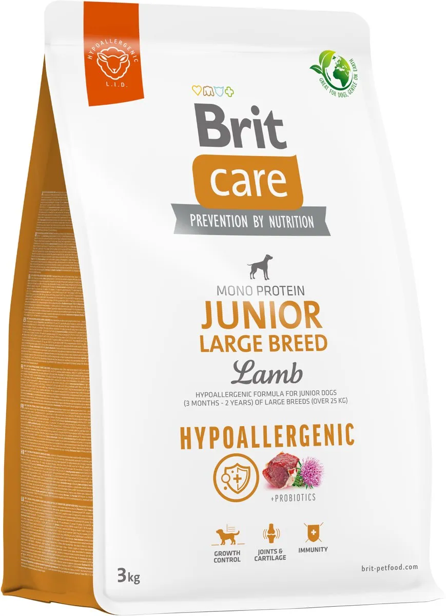 Brit Care Hypoallergenic Junior Large Breed Lam & Rijst