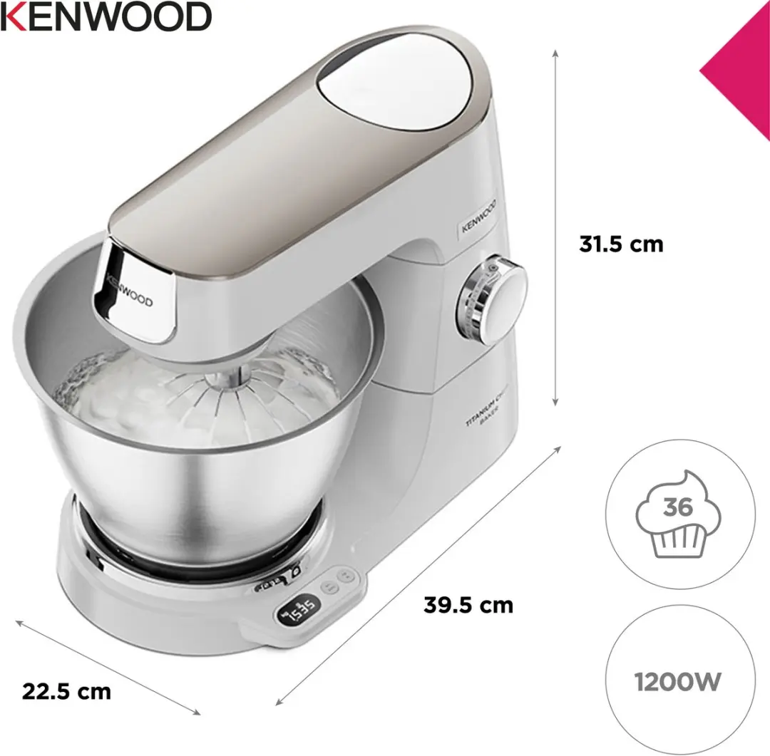 Kenwood Titanium Chef Baker KVC65.001SI Keukenmachine - Zilver - afbeelding 2 van 4