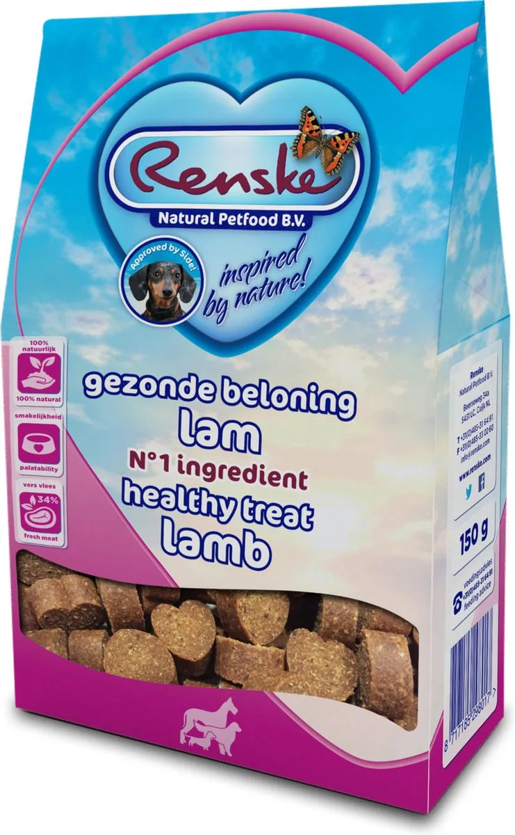 Renske Gezonde Beloning Hartjes Lam Hondensnack 150g