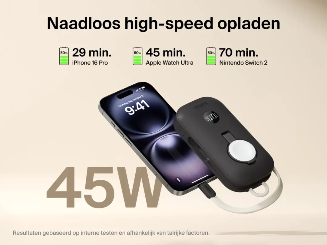 Belkin BoostCharge Pro Powerbank BPD012HQBK - 10.000 mAh 45W - Zwart - afbeelding 5 van 6